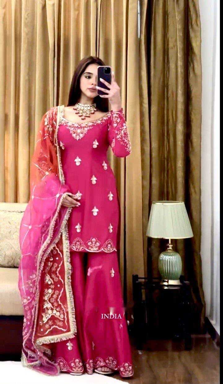 Chinon Silk Sharara Salwar Suit 1223