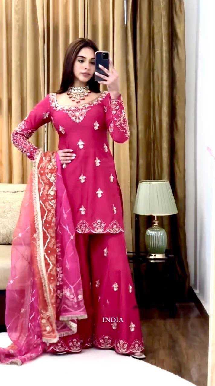 Chinon Silk Sharara Salwar Suit 1223