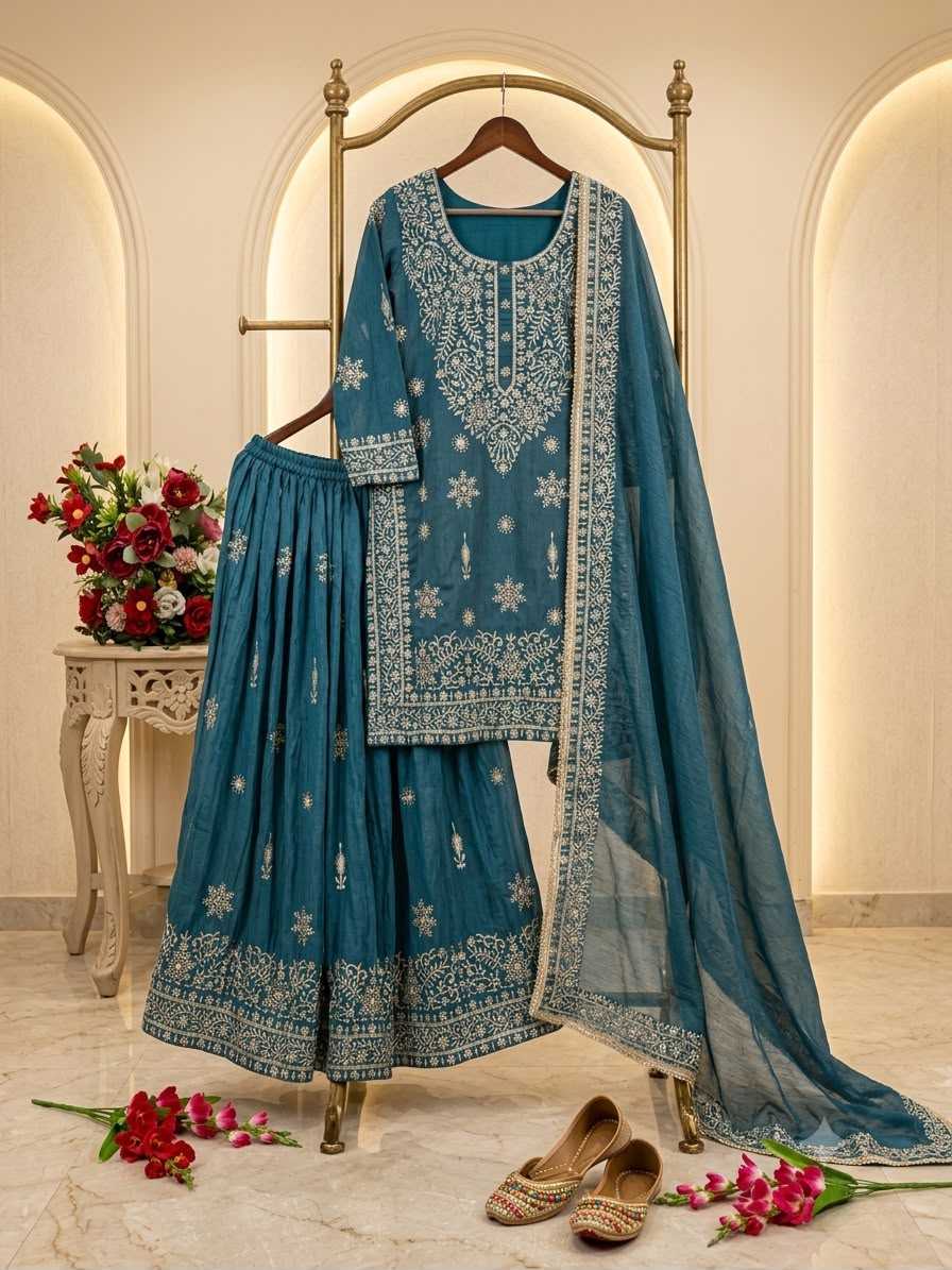 Pure Silk Sharara Salwar Suit 1243