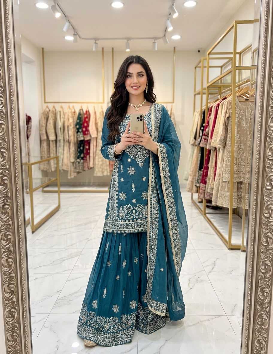 Pure Silk Sharara Salwar Suit 1243