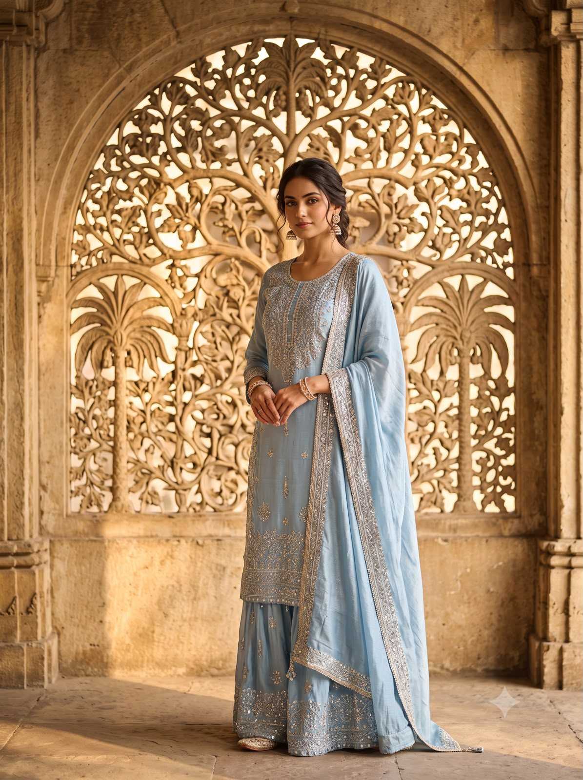 Pure Silk Sharara Salwar Suit