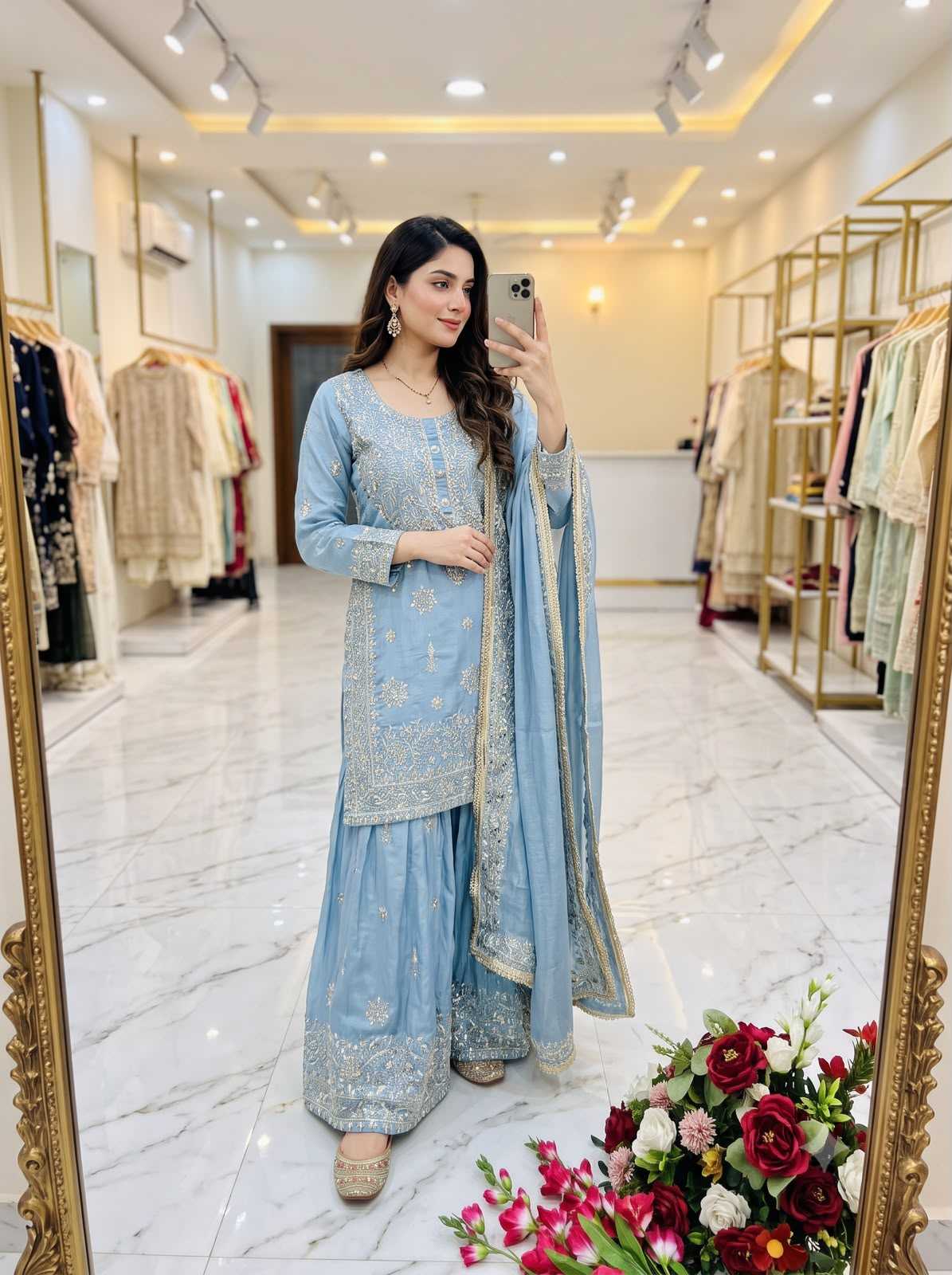 Pure Silk Sharara Salwar Suit