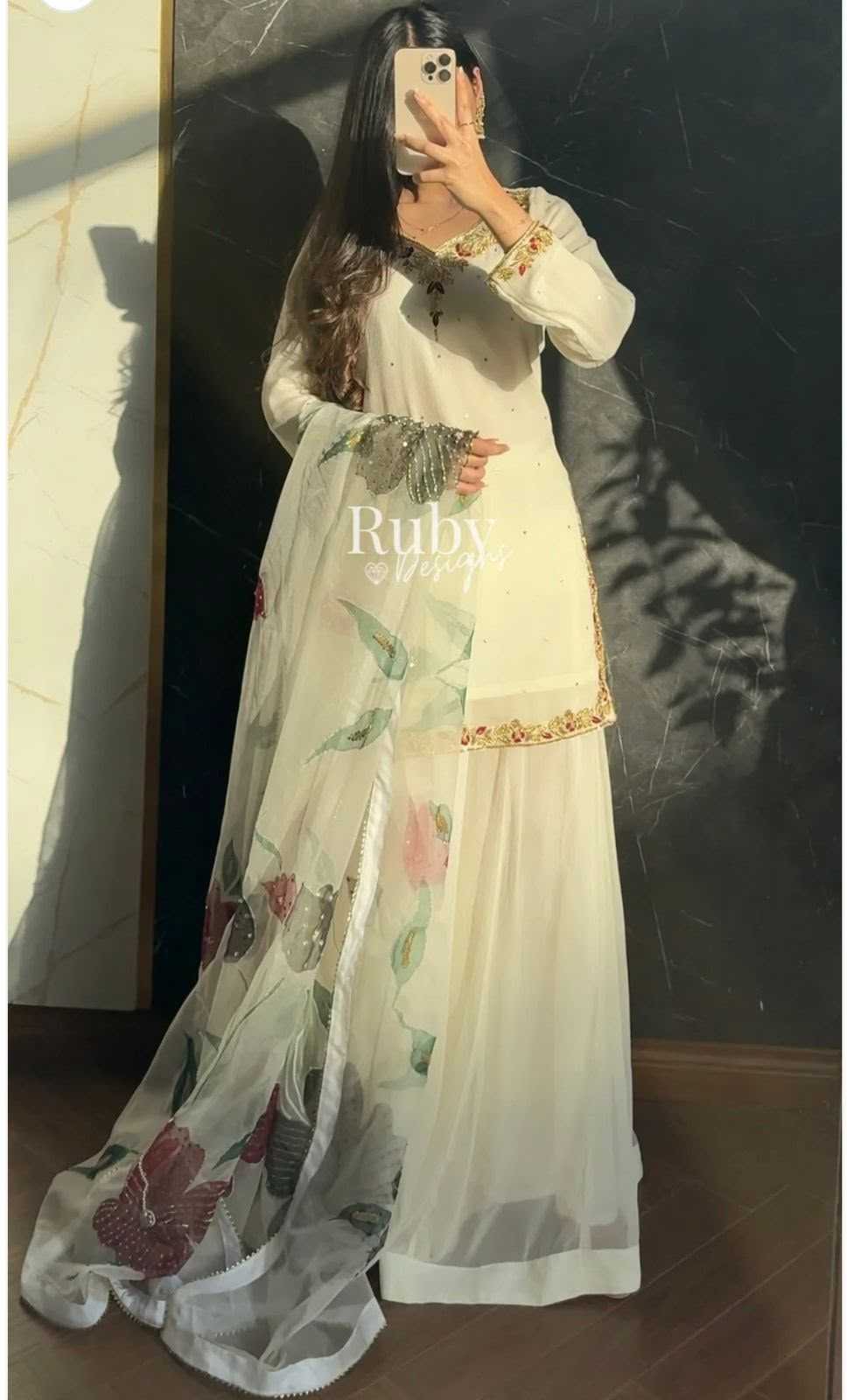 Faux Georgette Sharara Salwar Suit