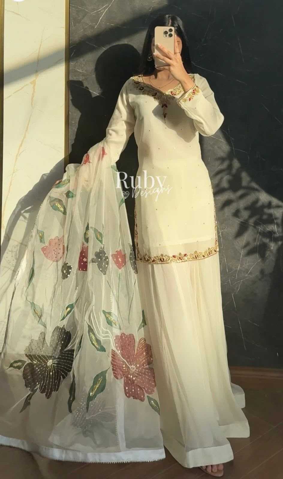 Faux Georgette Sharara Salwar Suit
