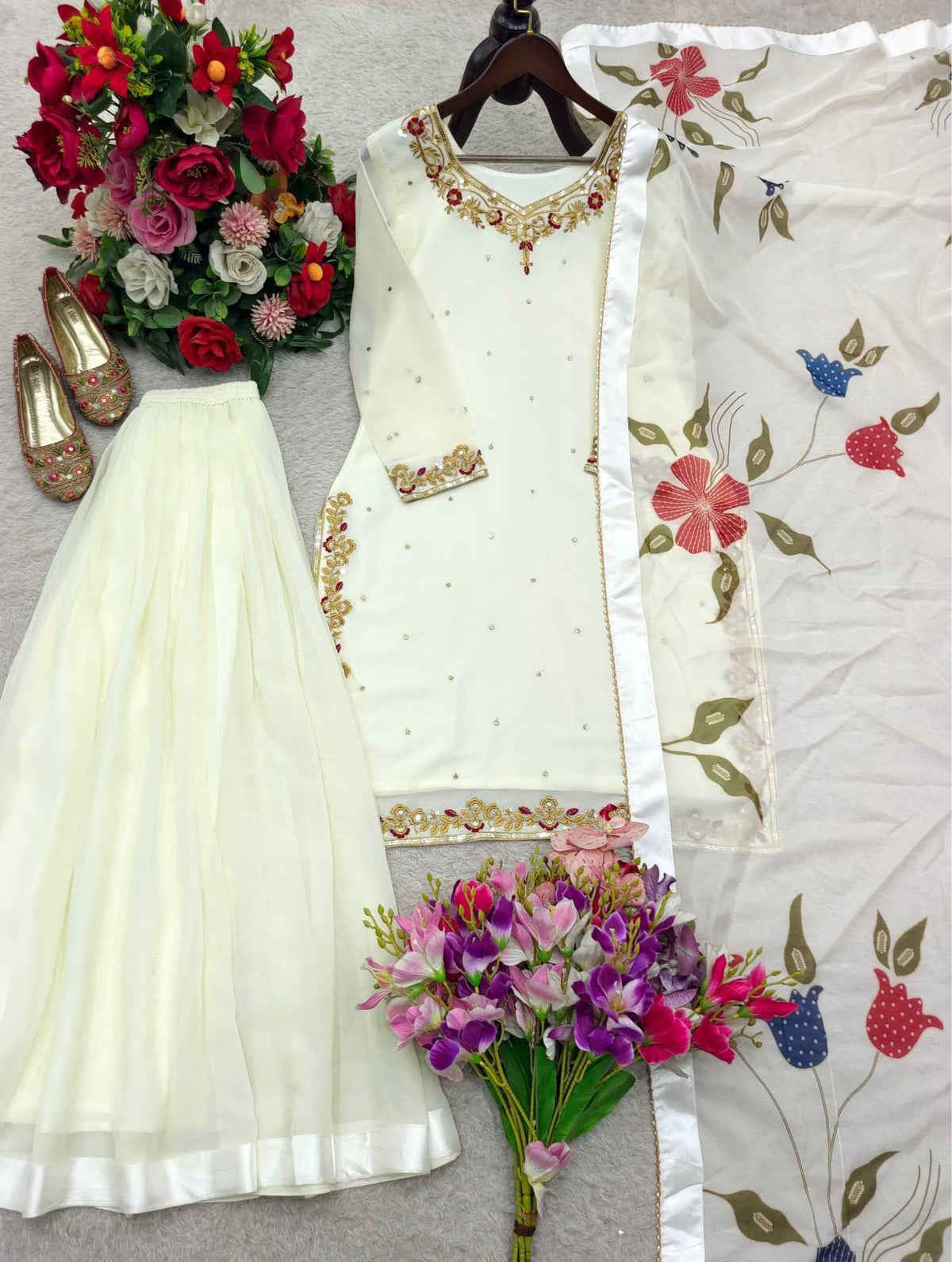 Faux Georgette Sharara Salwar Suit