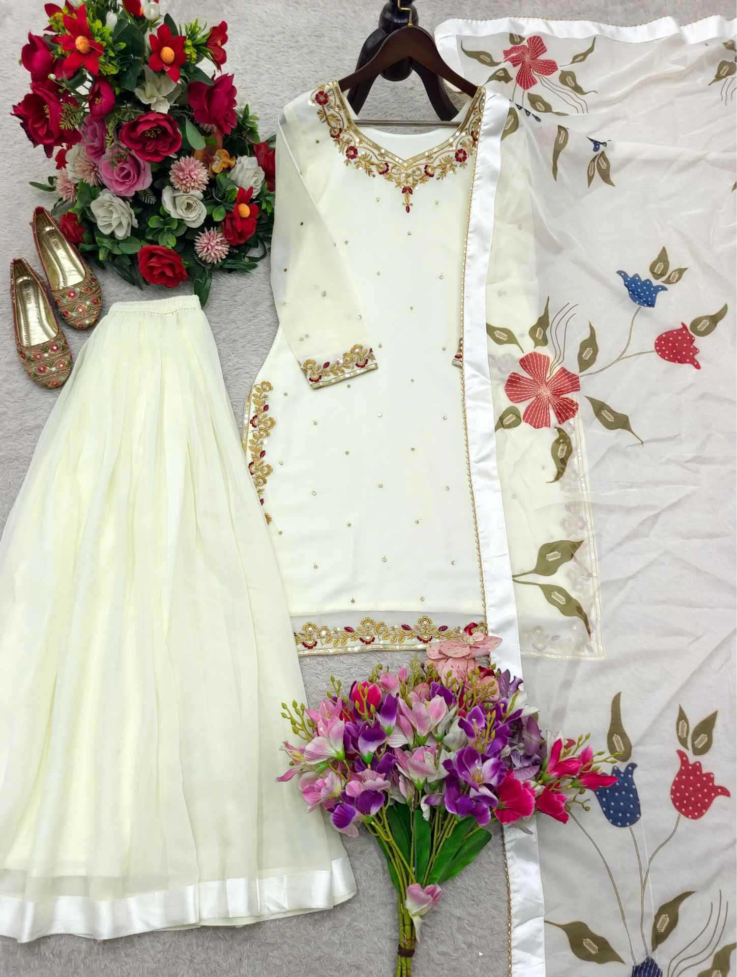 Faux Georgette Sharara Salwar Suit
