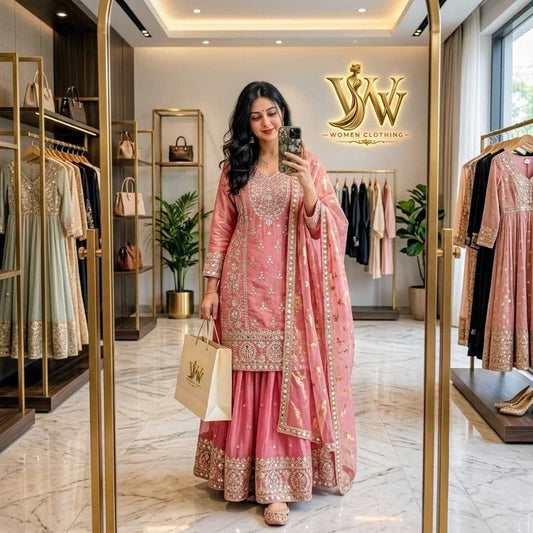 Pure Silk Sharara Salwar Suit