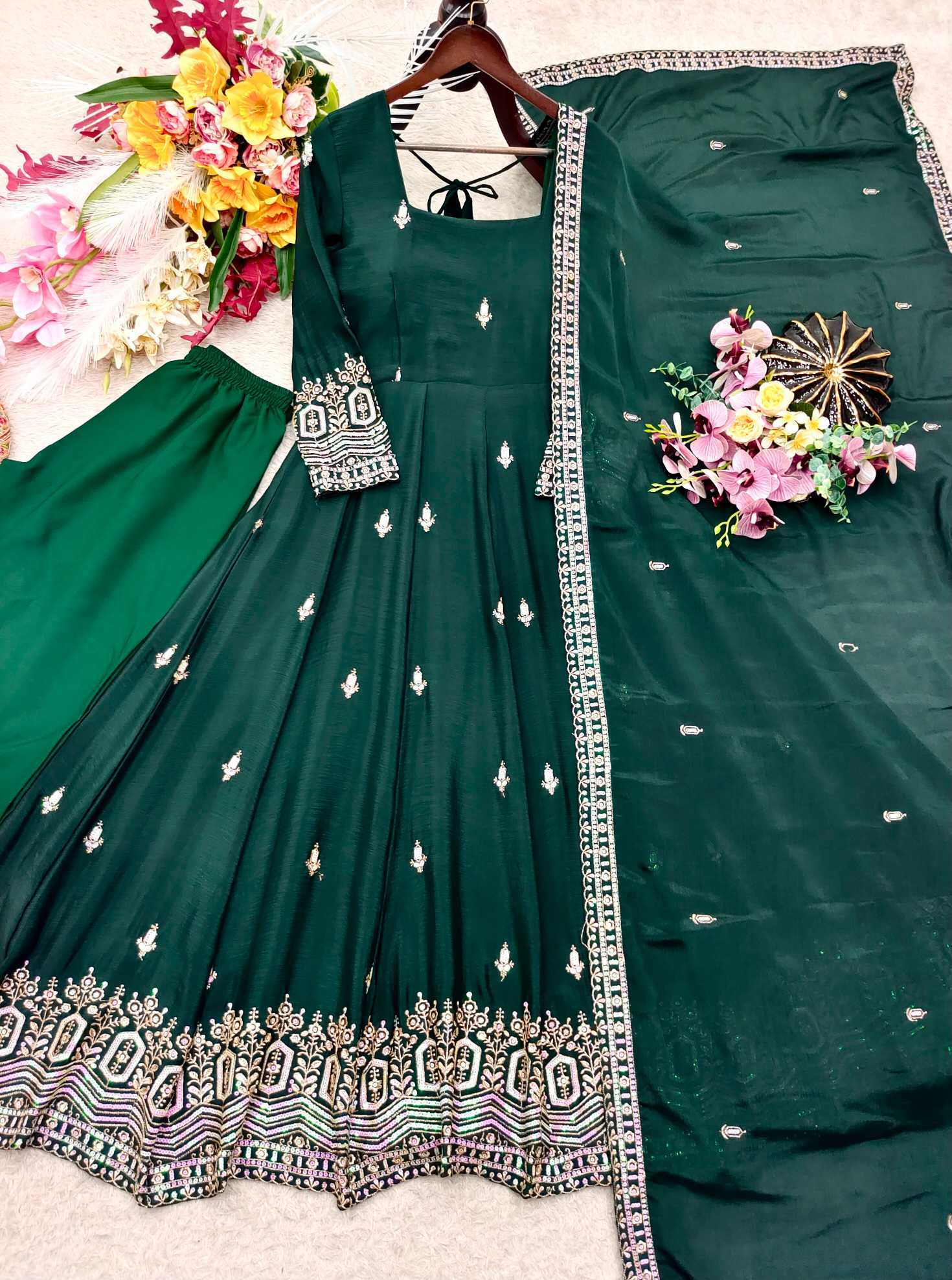 Chinon Silk Embroidery Gown