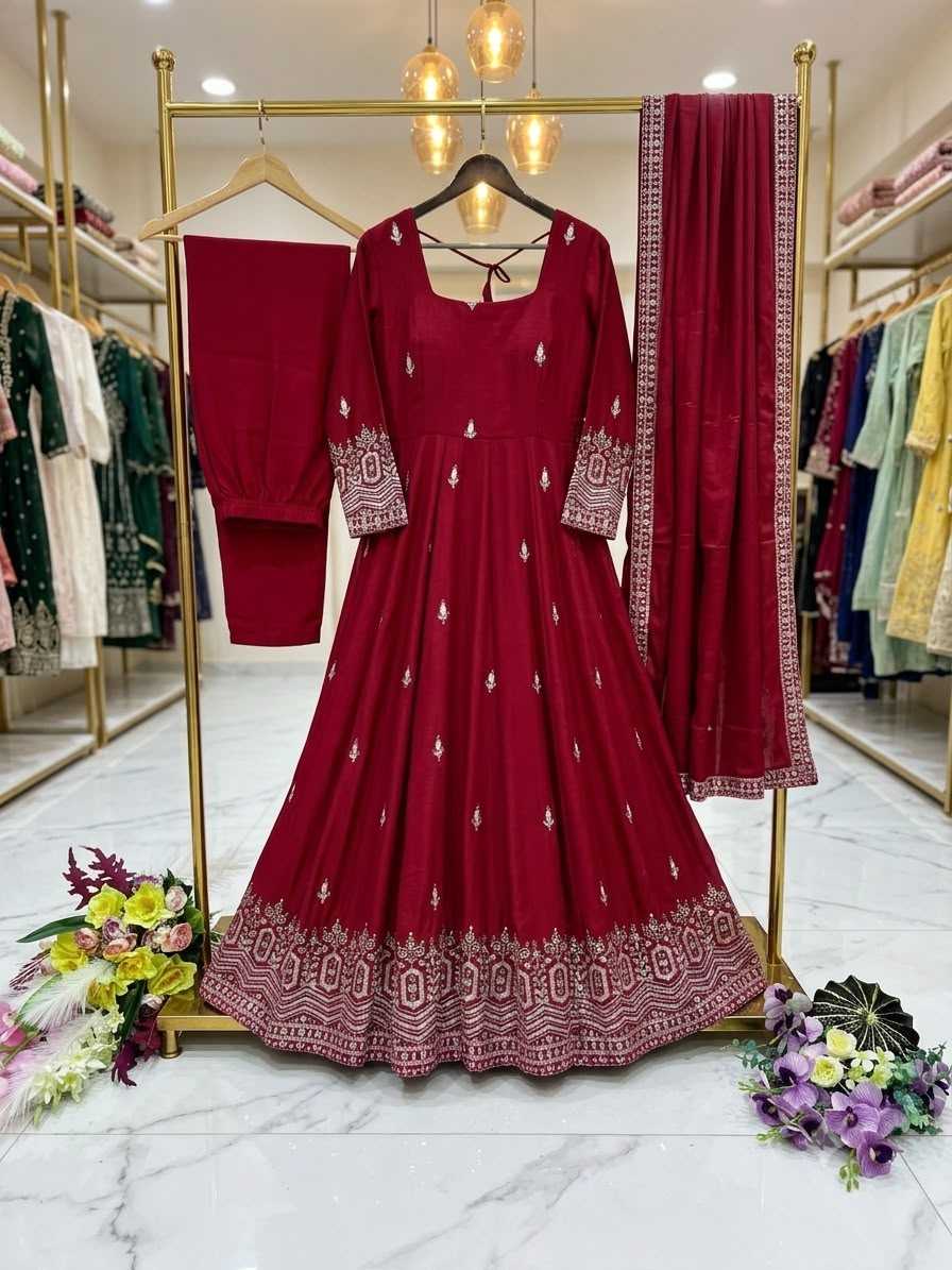Chinon Silk Embroidery Gown