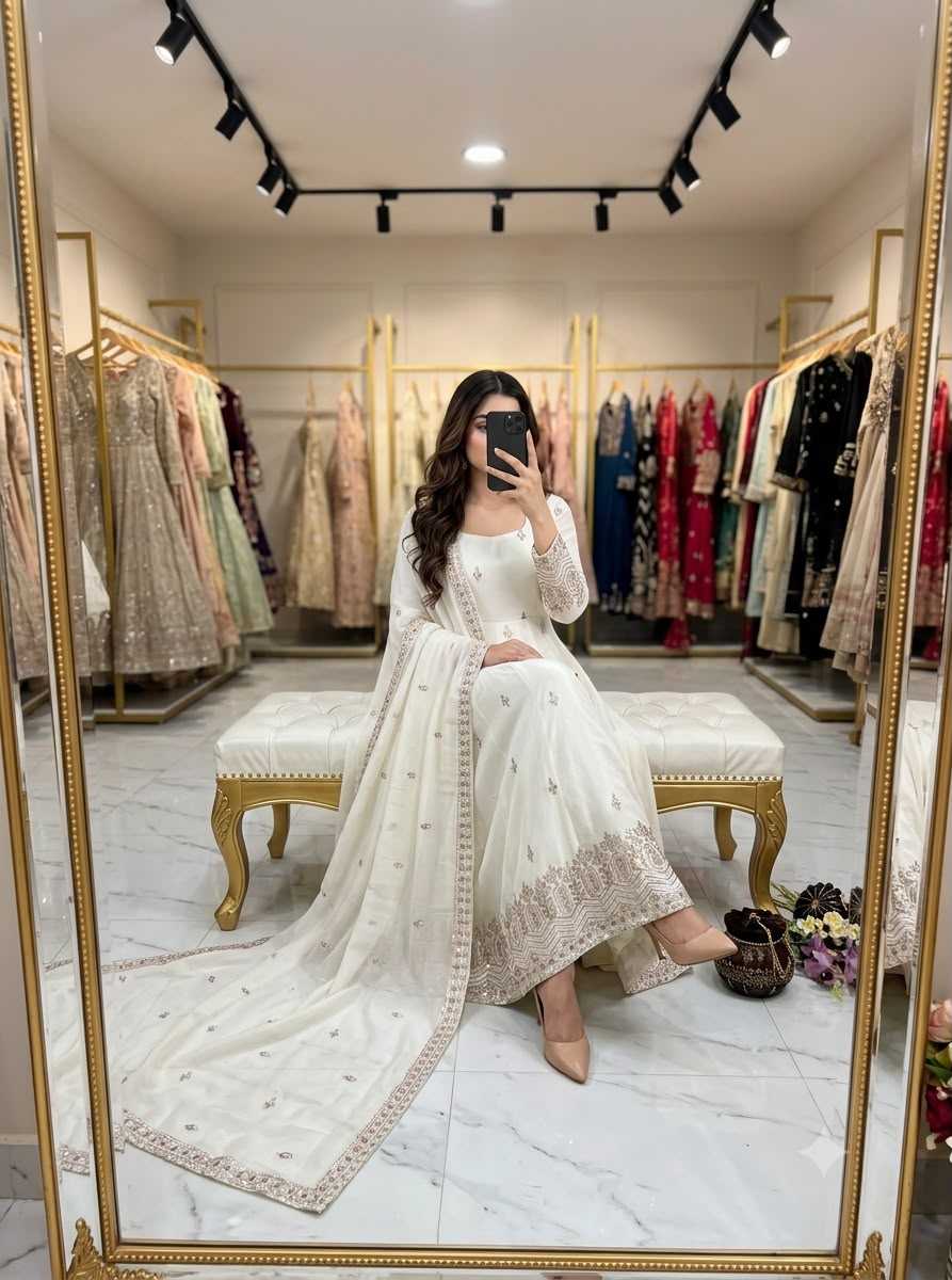 Chinon Silk Embroidery Gown