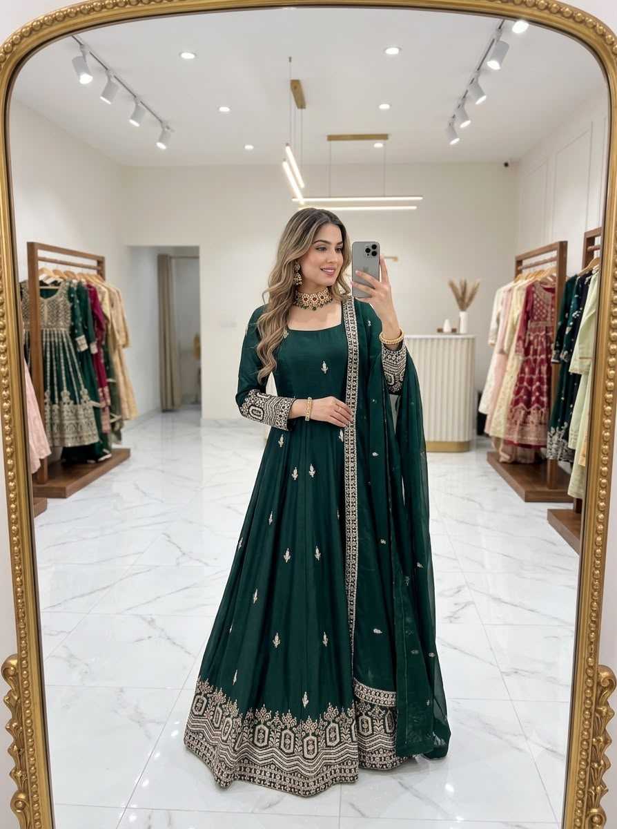 Chinon Silk Embroidery Gown