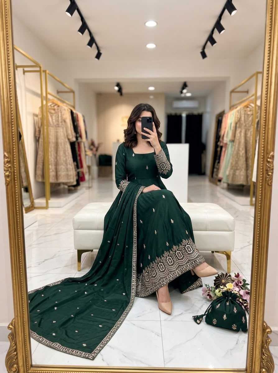 Chinon Silk Embroidery Gown