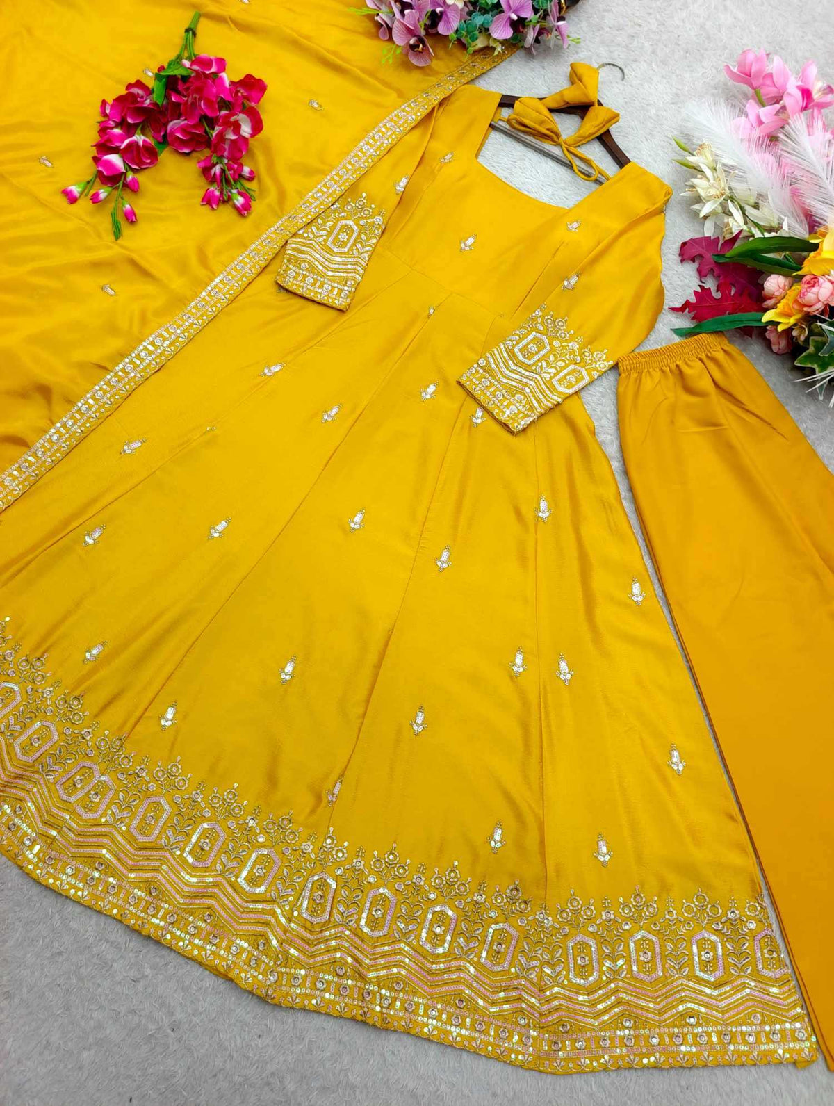 Chinon Silk Embroidery Gown