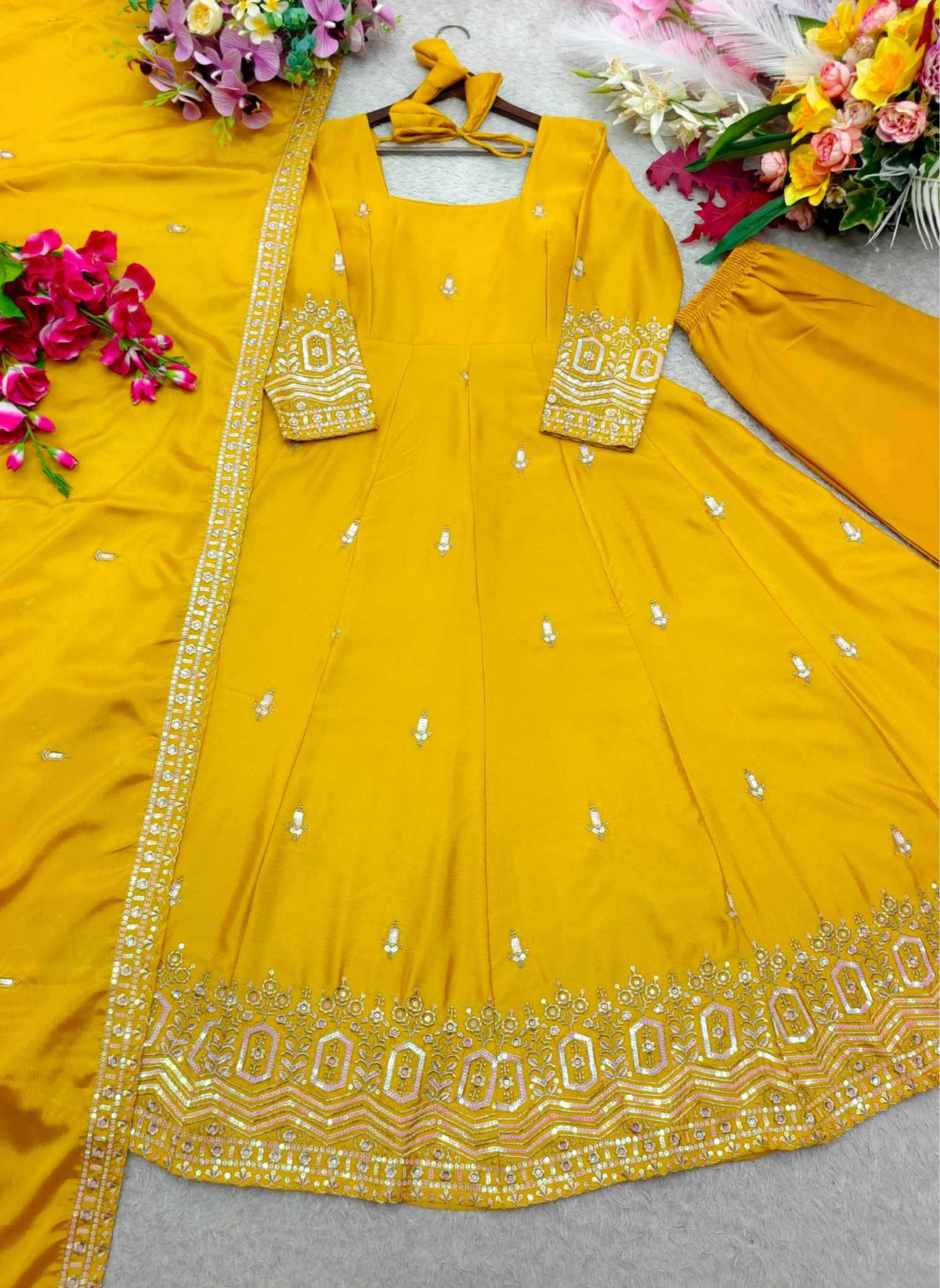 Chinon Silk Embroidery Gown