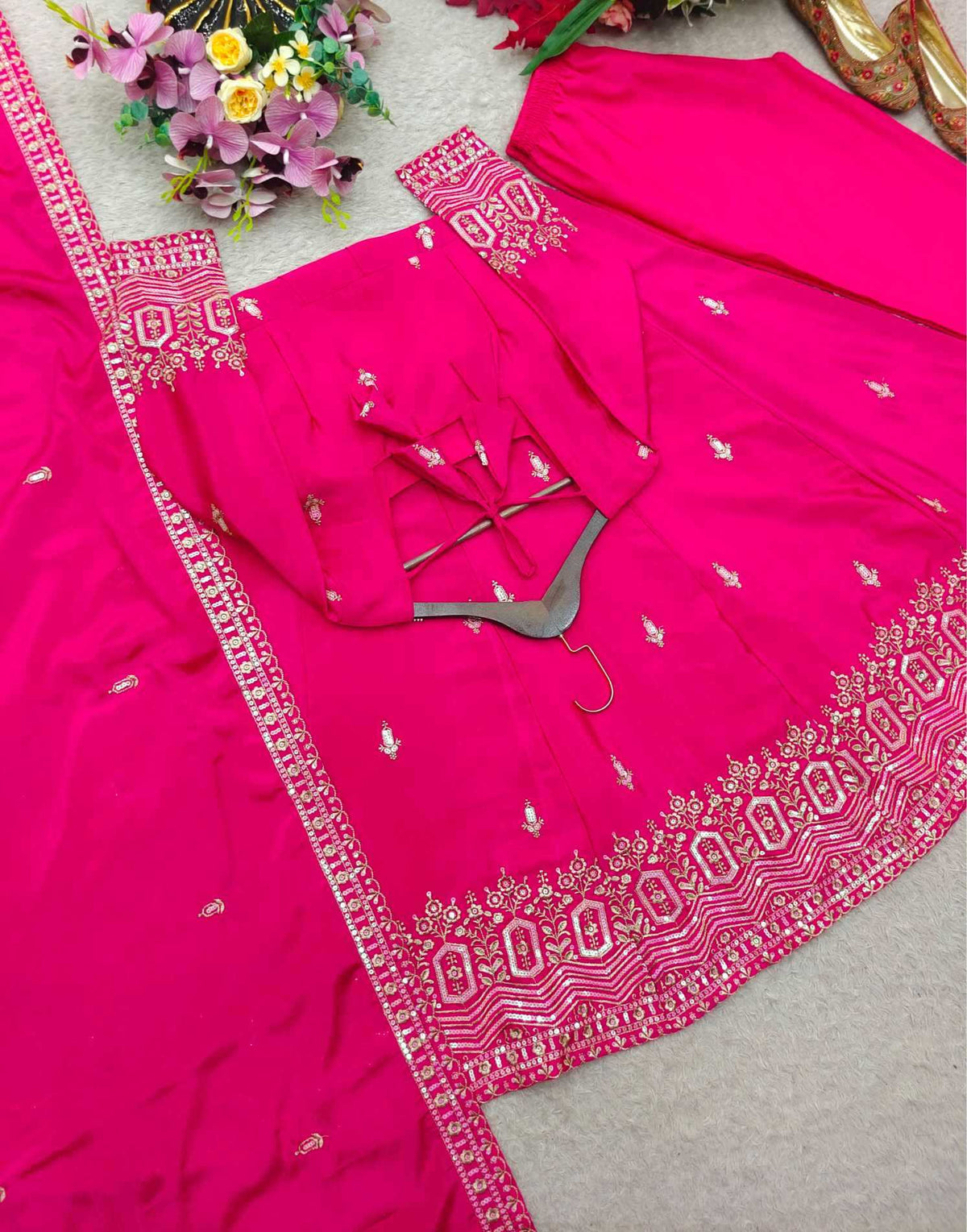 Chinon Silk Embroidery Gown