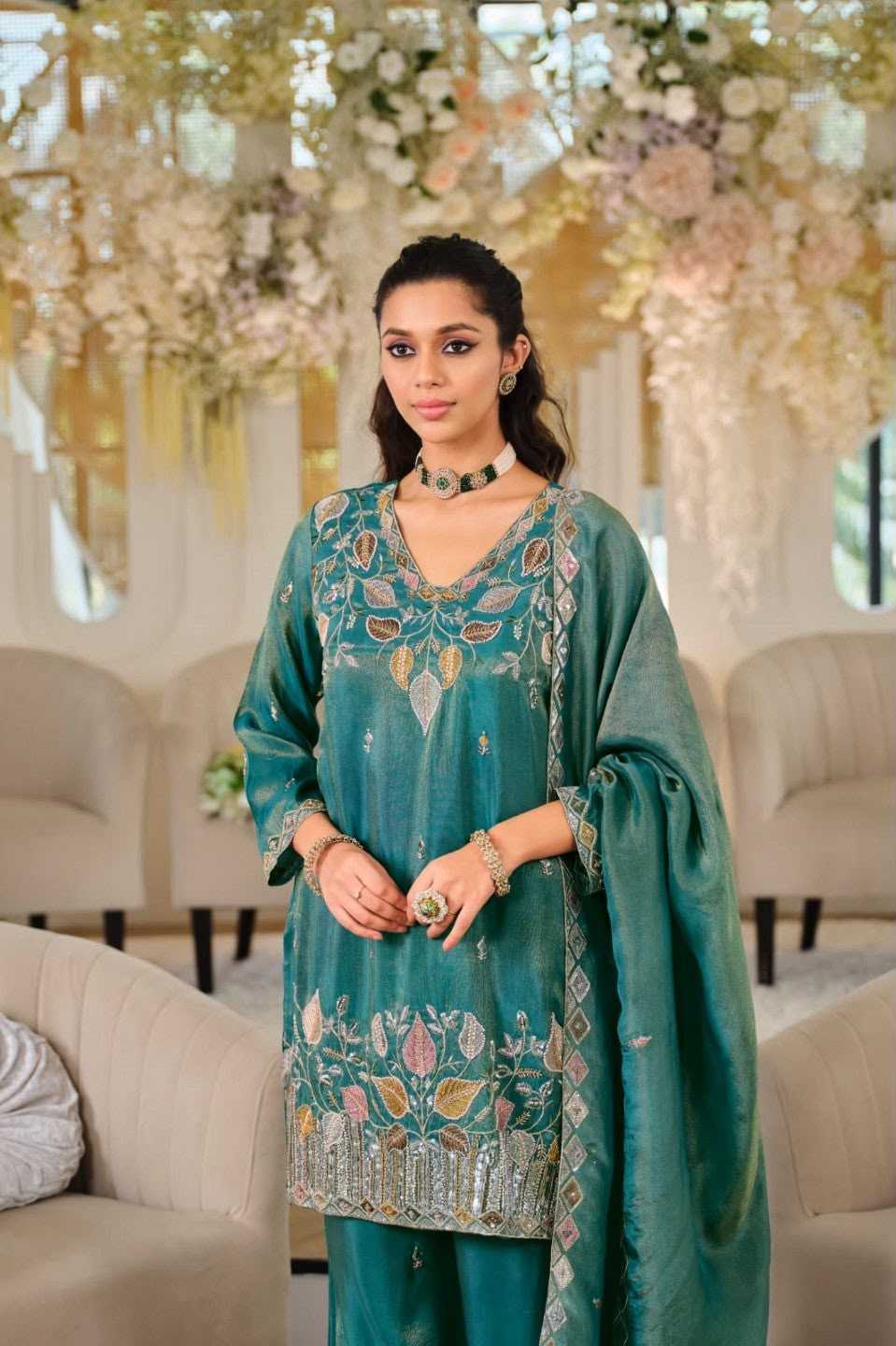 Dull Moss Embroidery Suit 1275
