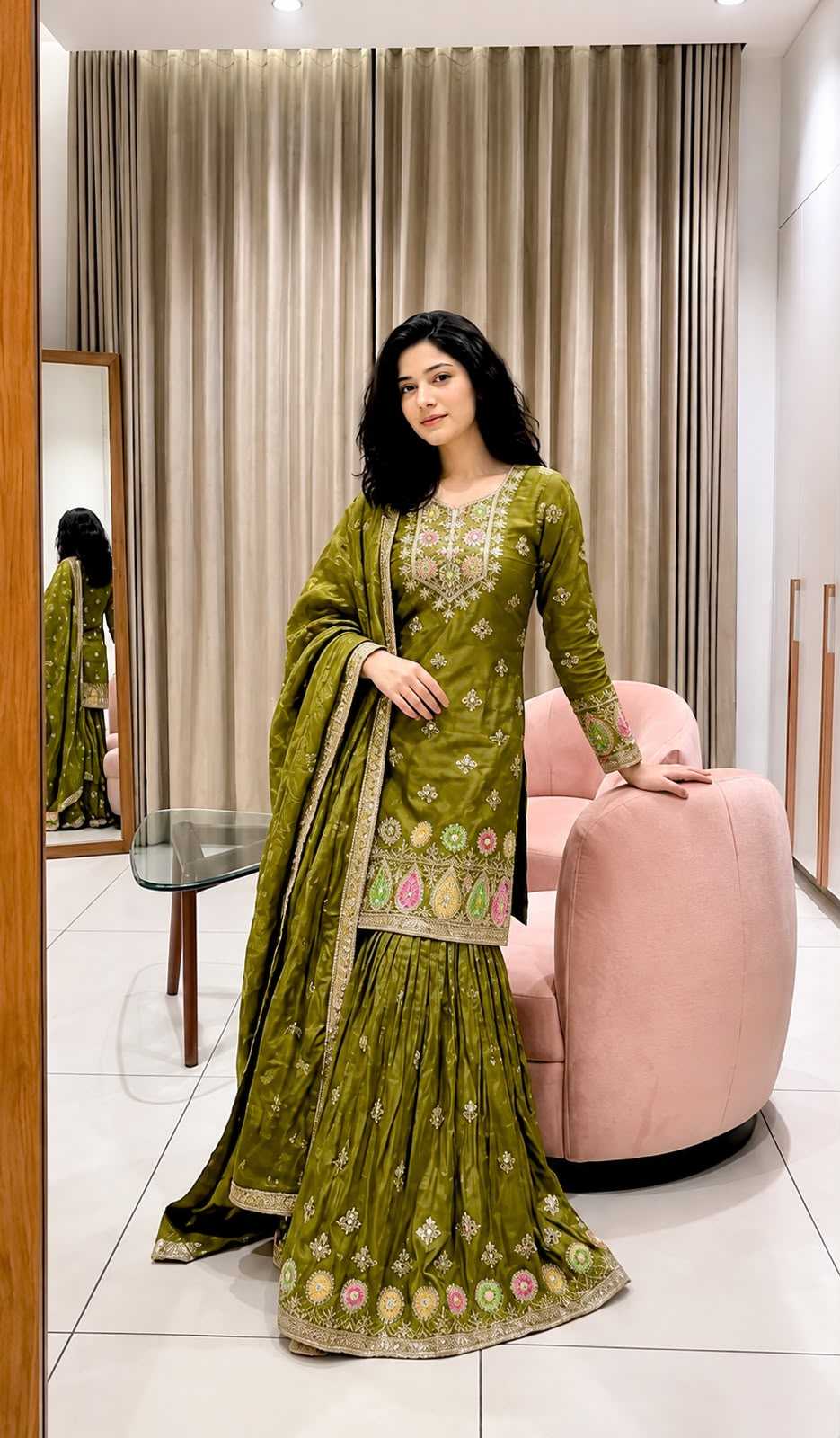 Pure Silk Sharara Salwar Suit