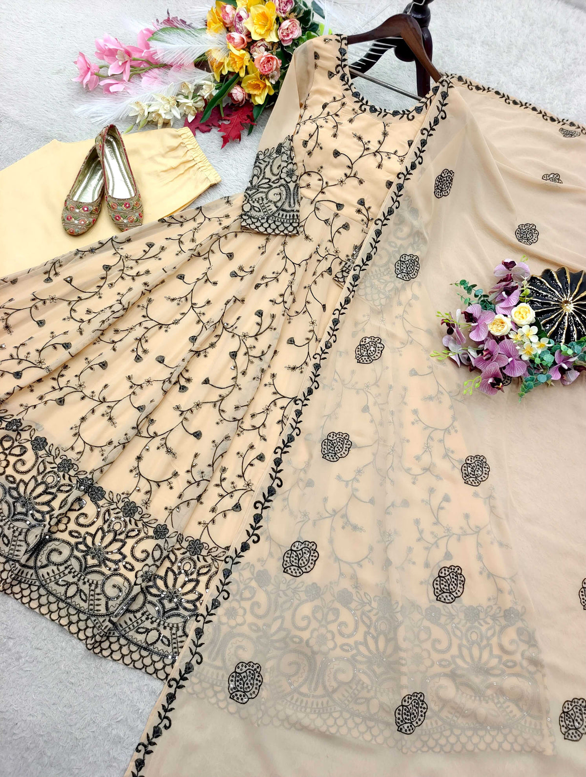 Faux Georgette Embroidery Gown 1277