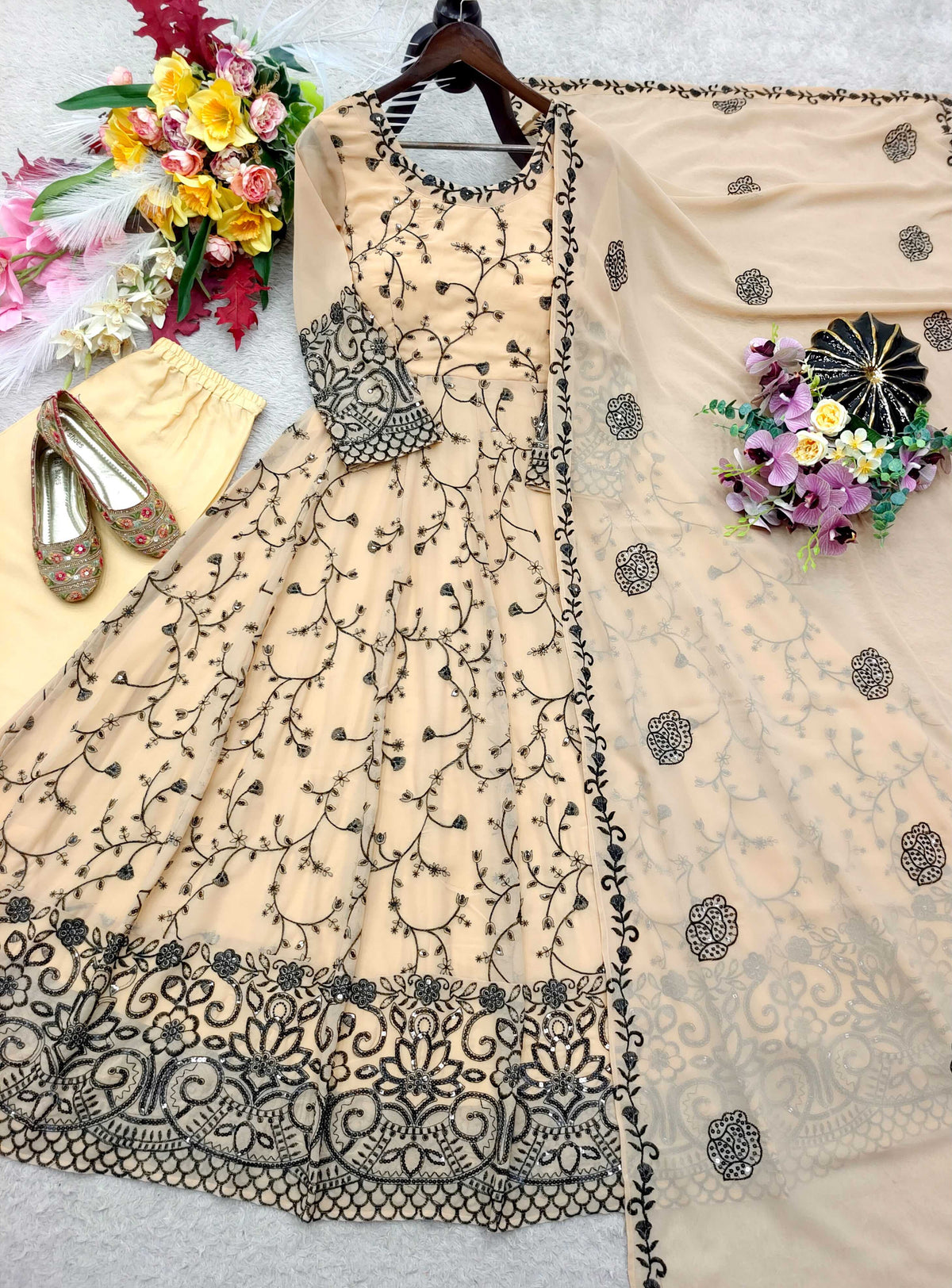 Faux Georgette Embroidery Gown 1277
