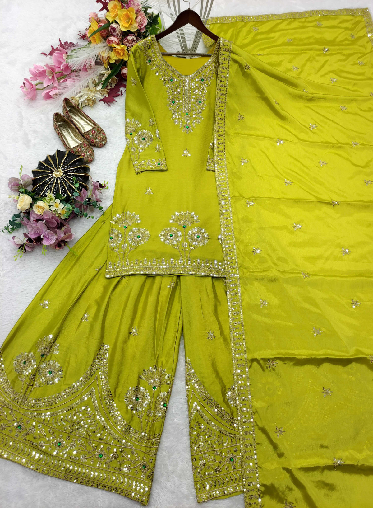 Satin Silk Embroidery Suit