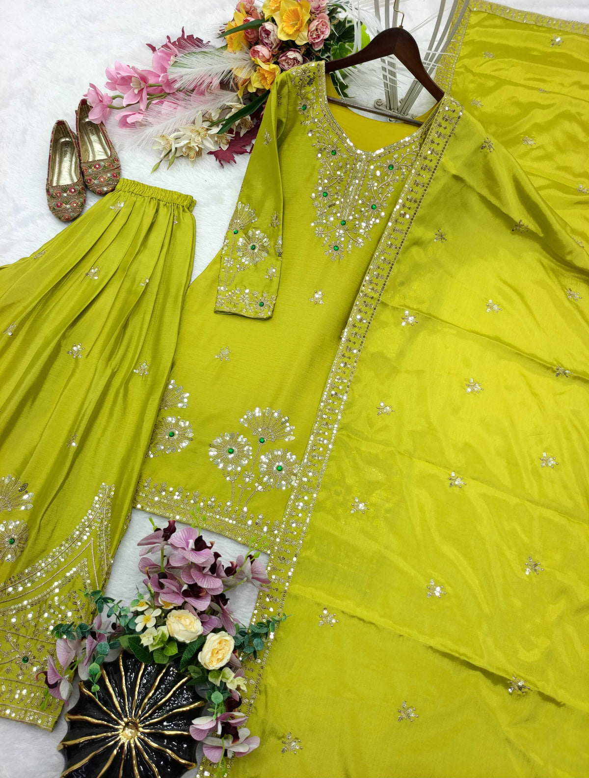 Satin Silk Embroidery Suit