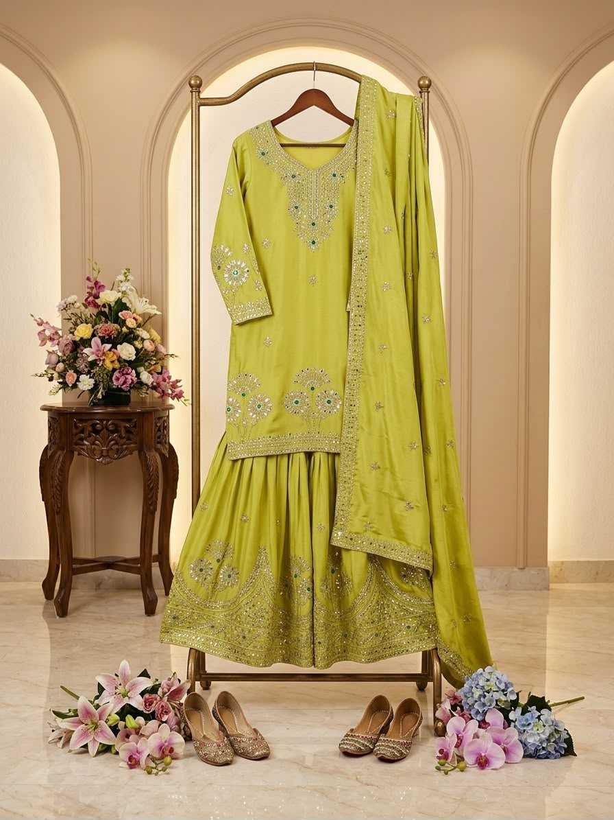 Satin Silk Embroidery Suit