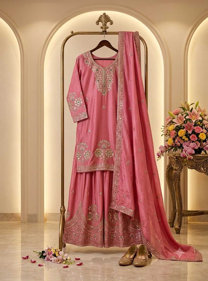 Satin Silk Embroidery Suit