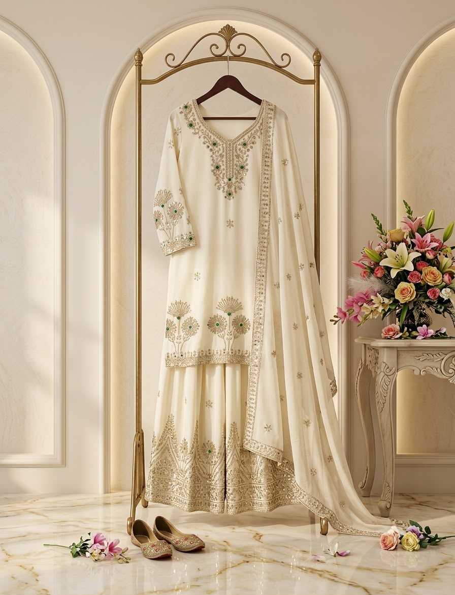 Satin Silk Embroidery Suit