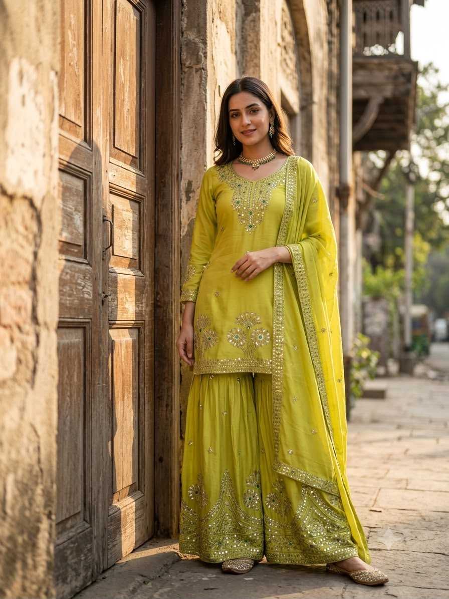 Satin Silk Embroidery Suit