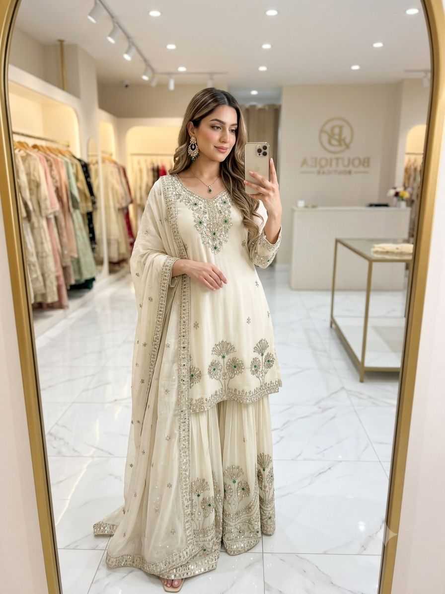 Satin Silk Embroidery Suit 1284