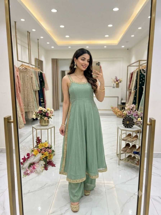 Crush Silk Embroidery Suit 1285
