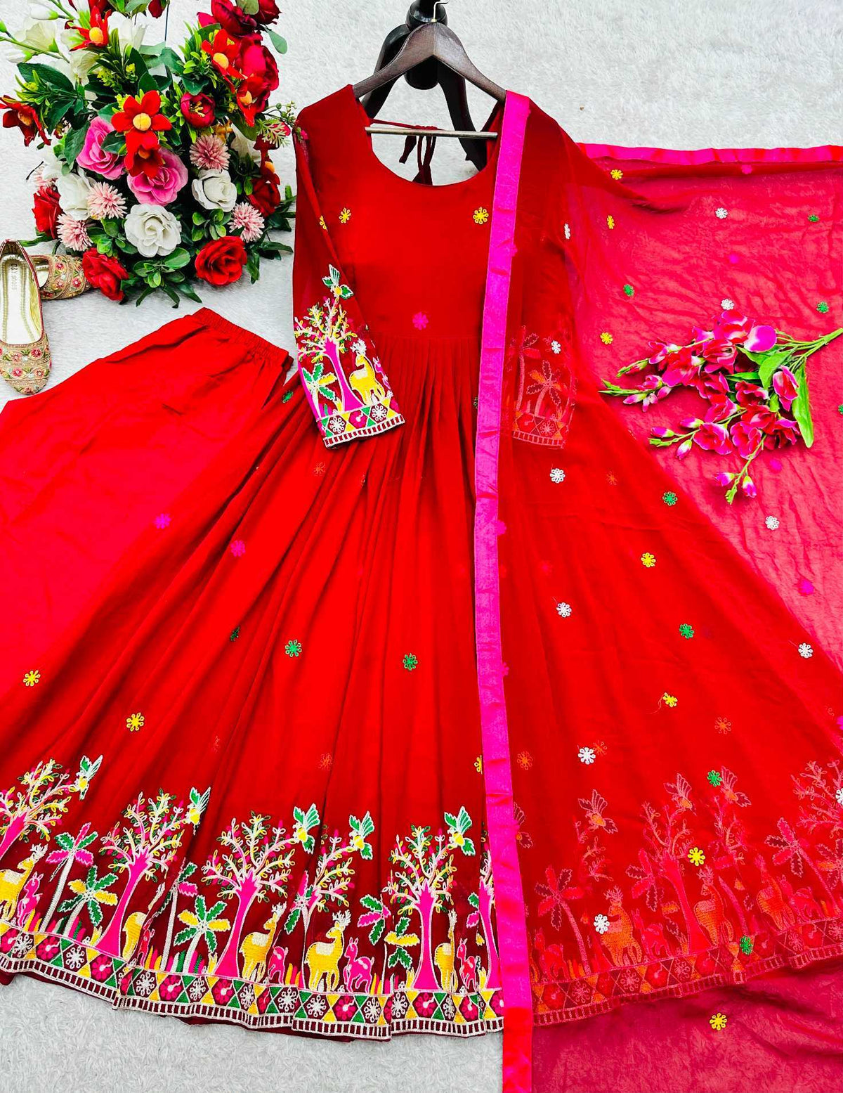 Faux Georgette Embroidery Gown