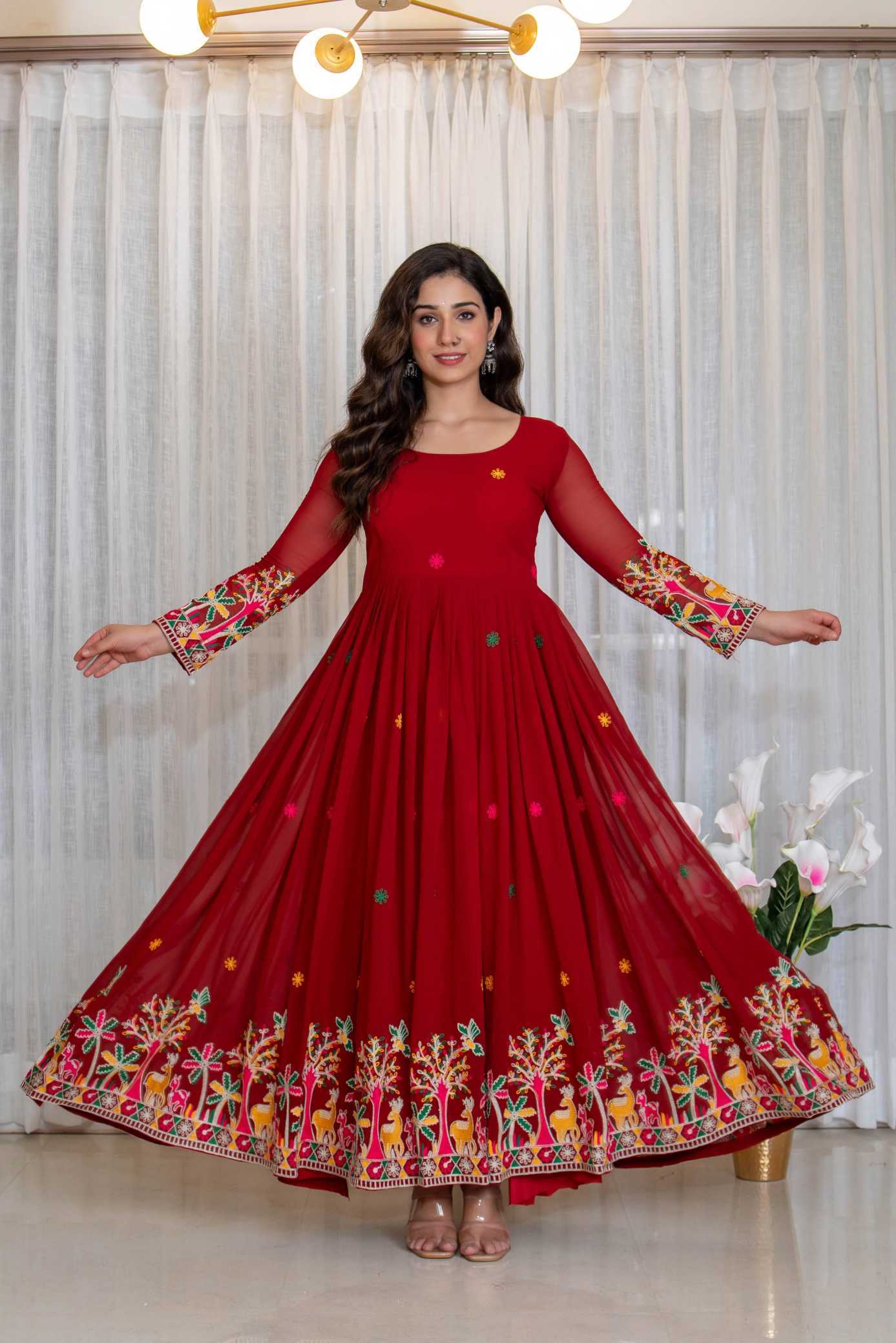 Faux Georgette Embroidery Gown
