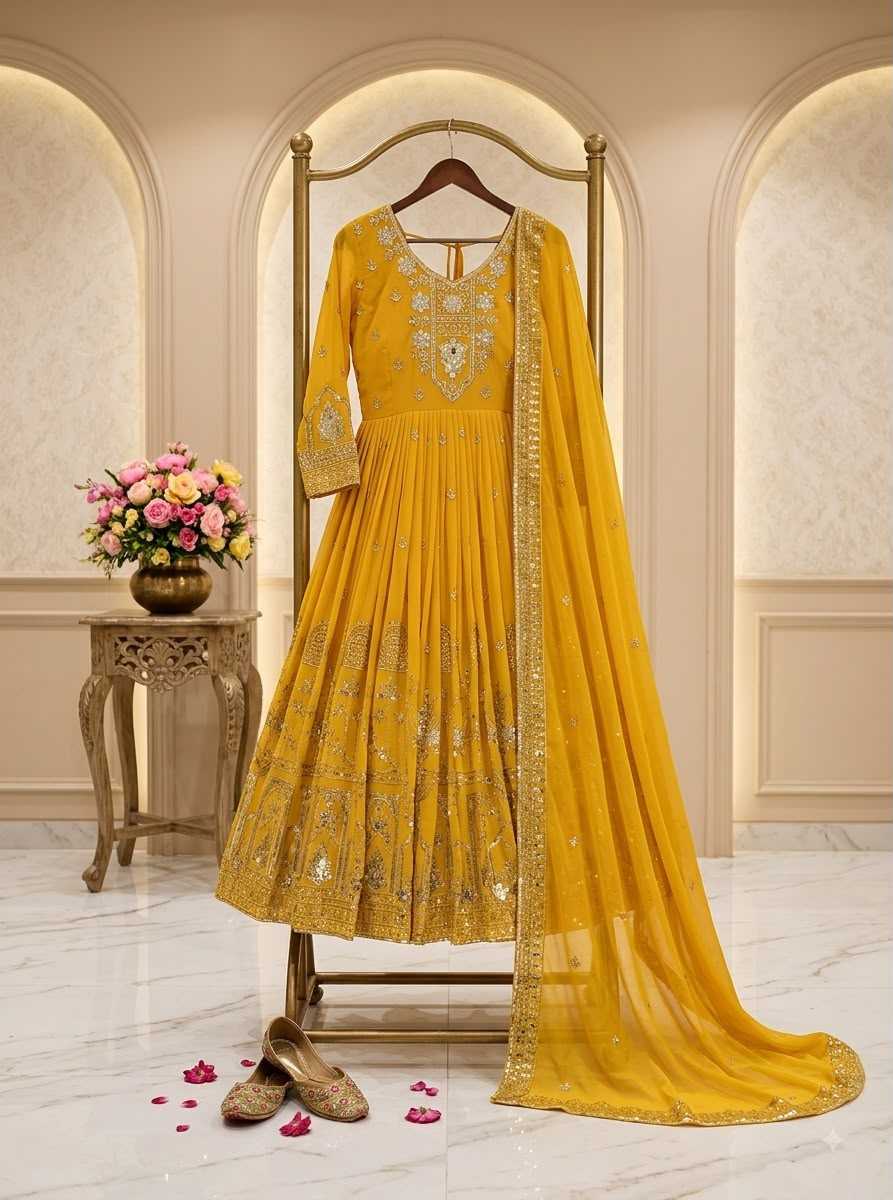 Faux Georgette Embroidery Gown
