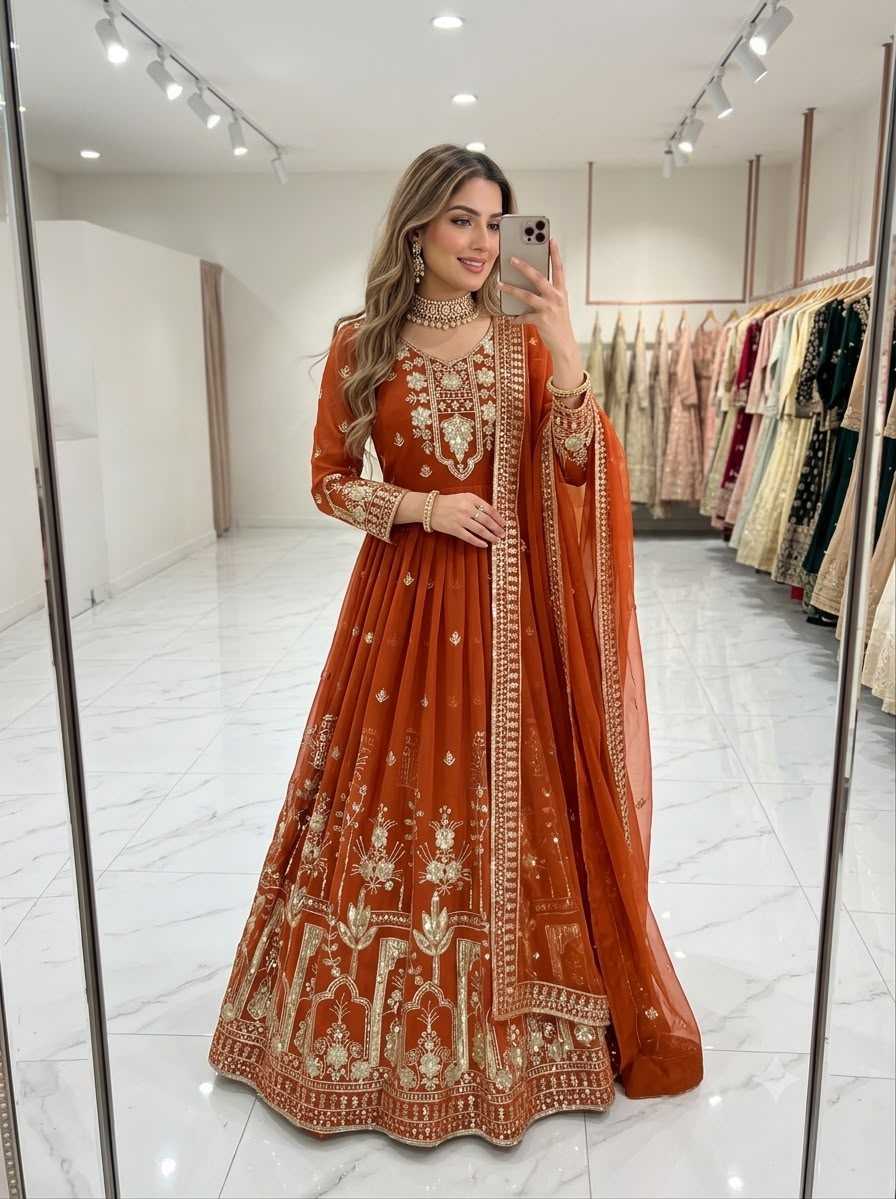 Faux Georgette Embroidery Gown
