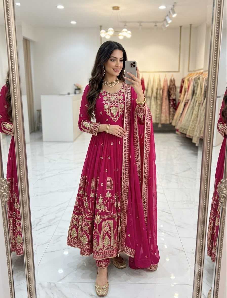 Faux Georgette Embroidery Gown