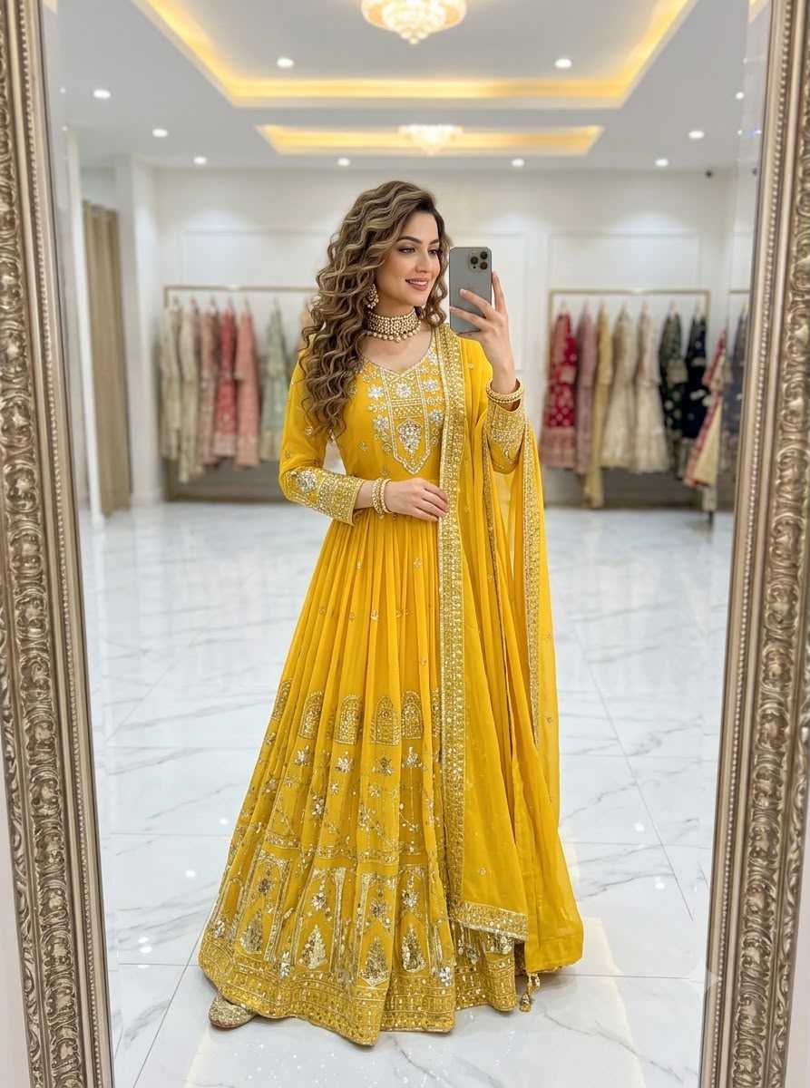 Faux Georgette Embroidery Gown