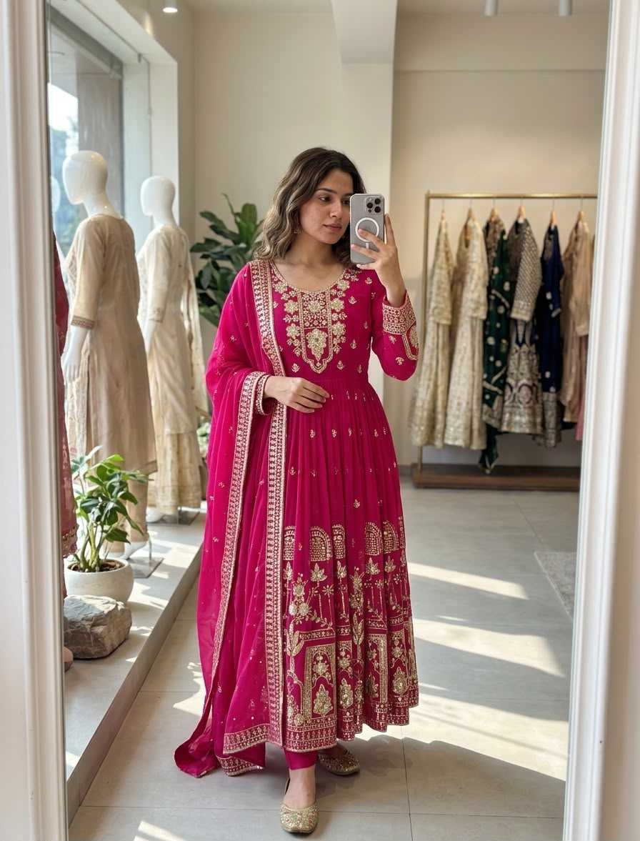 Faux Georgette Party Gown