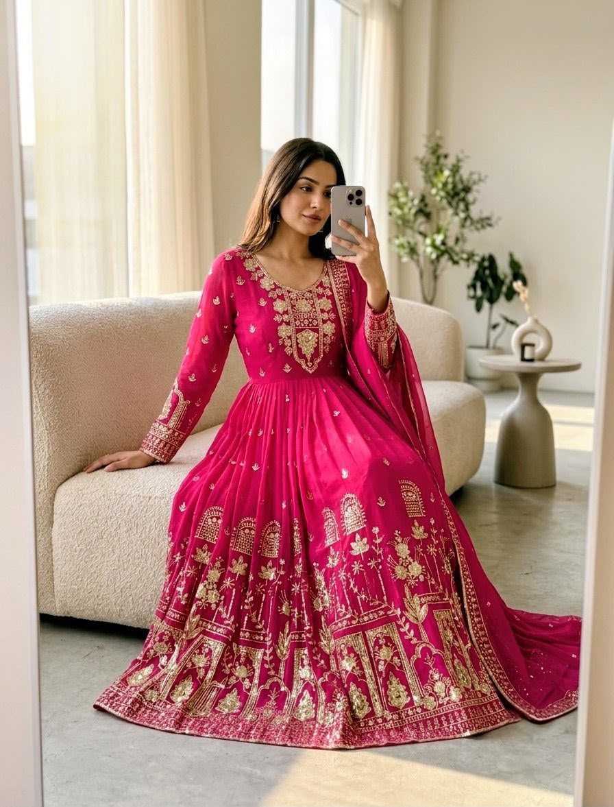 Faux Georgette Party Gown