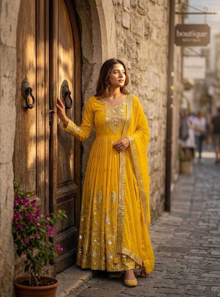 Faux Georgette Party Gown