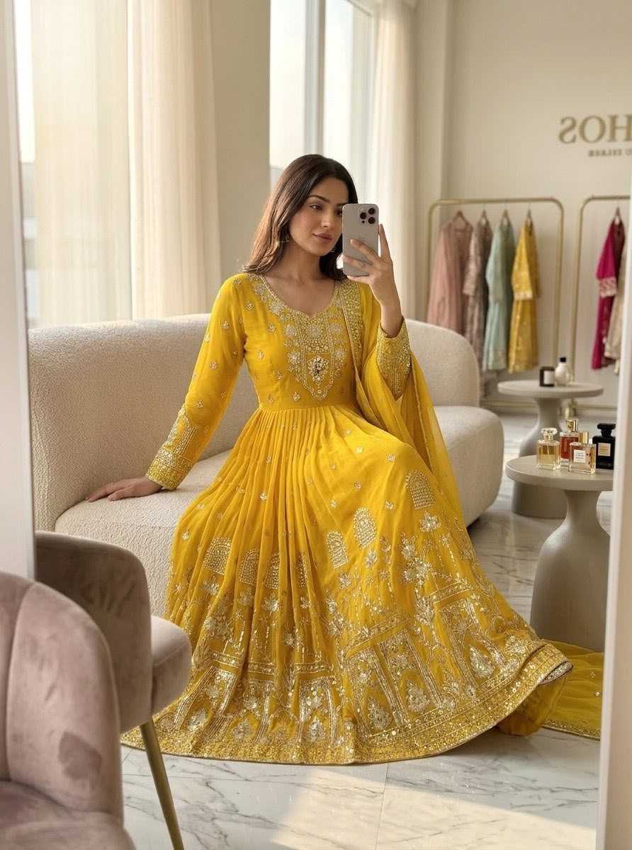 Faux Georgette Party Gown