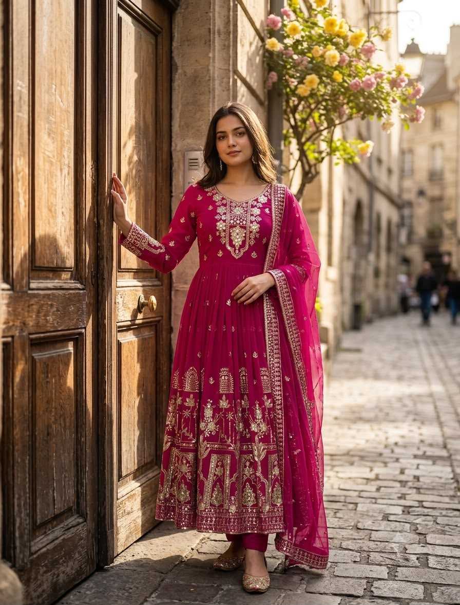 Faux Georgette Party Gown
