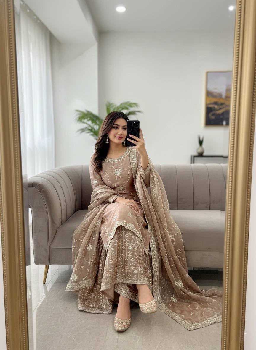 Pure Silk Sharara Salwar Suit