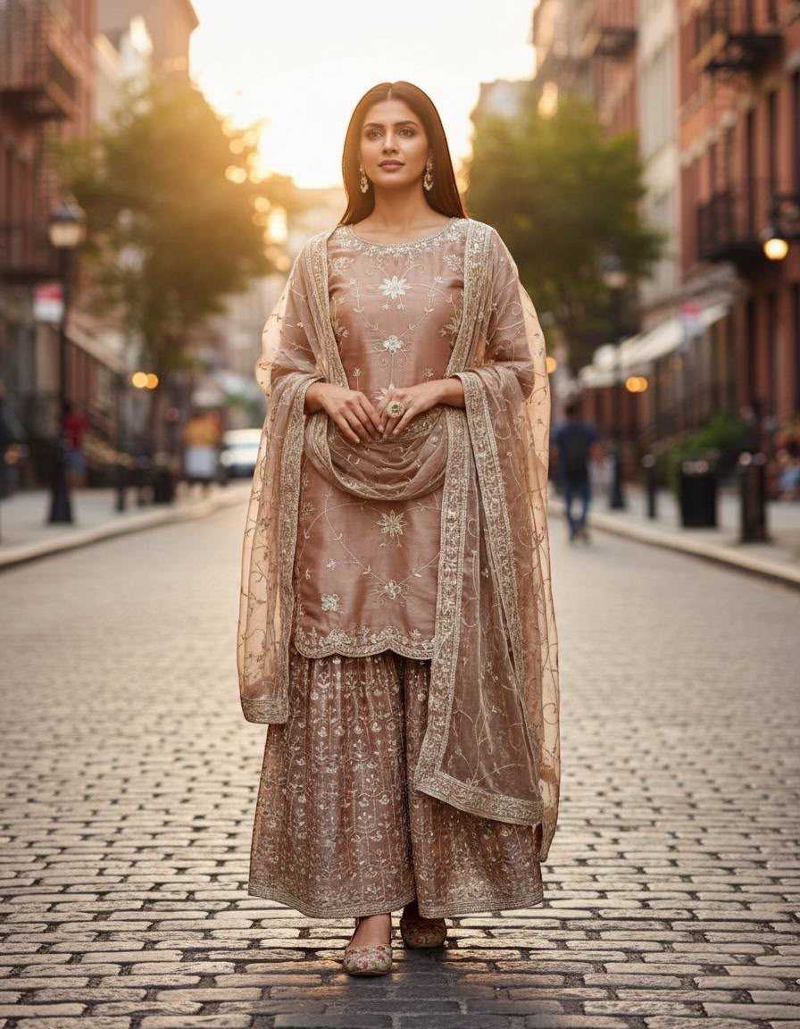 Pure Silk Sharara Salwar Suit