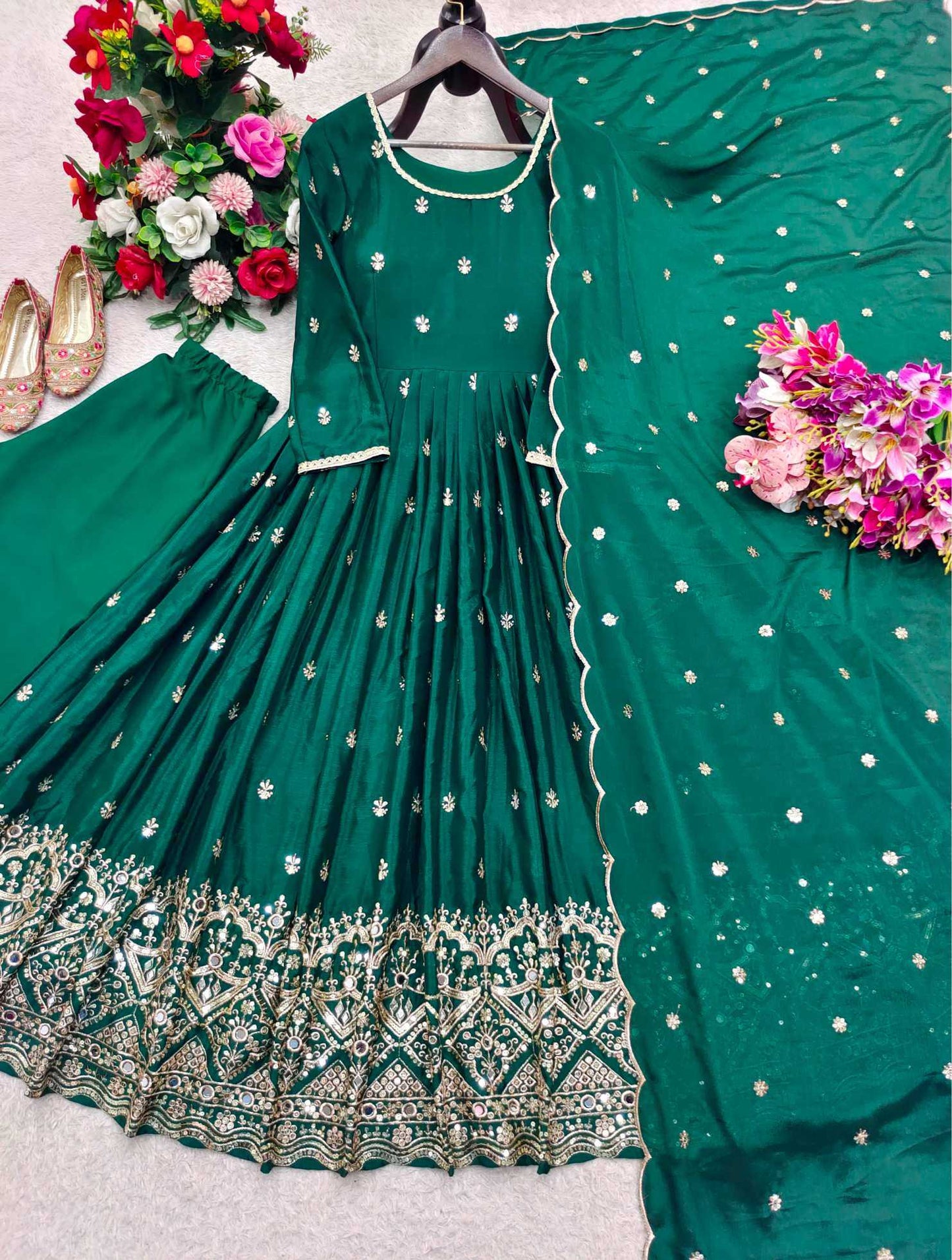 Chinon Silk Embroidery Gown