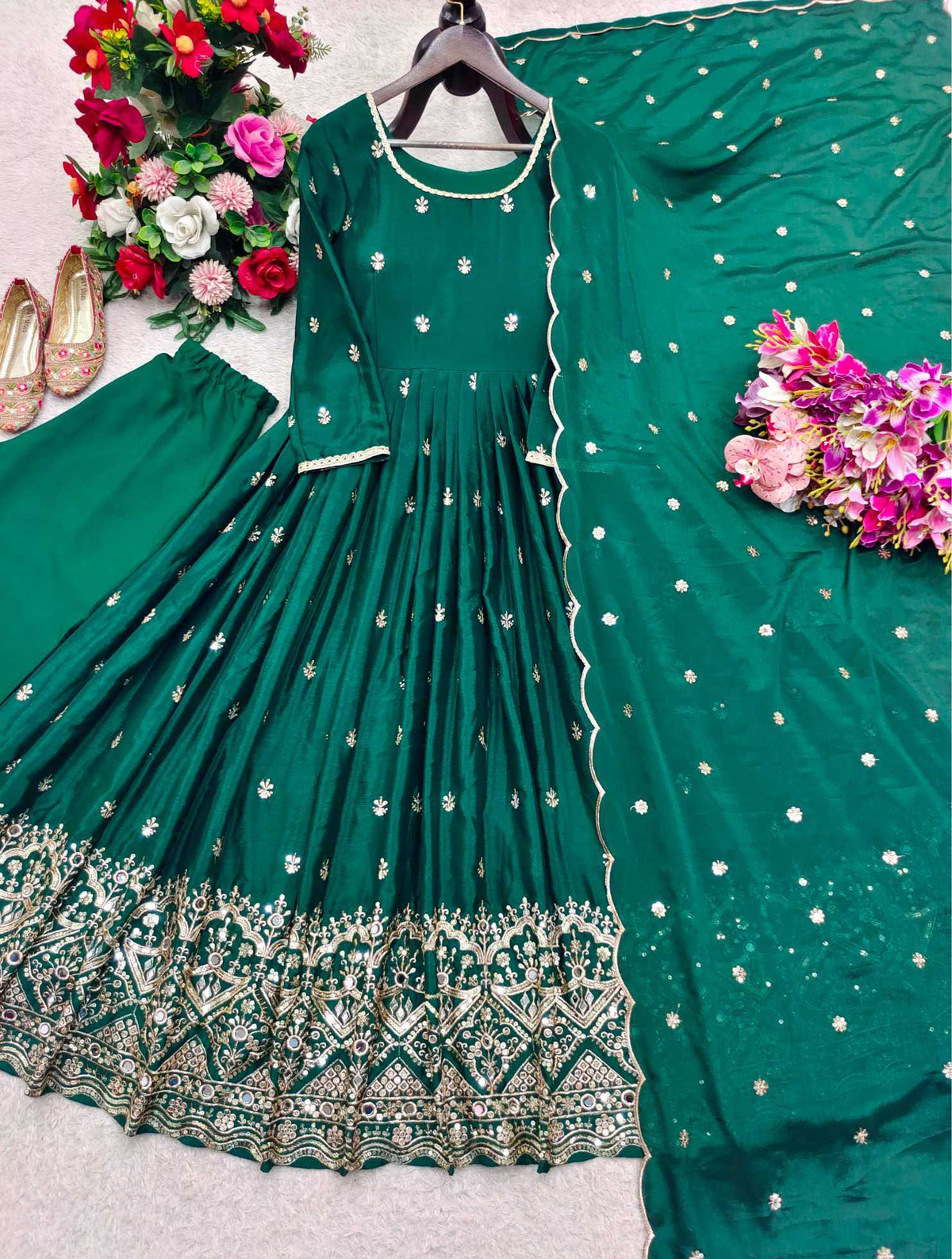 Chinon Silk Embroidery Gown