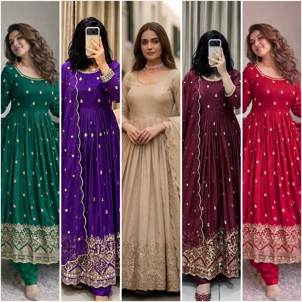 Chinon Silk Embroidery Gown