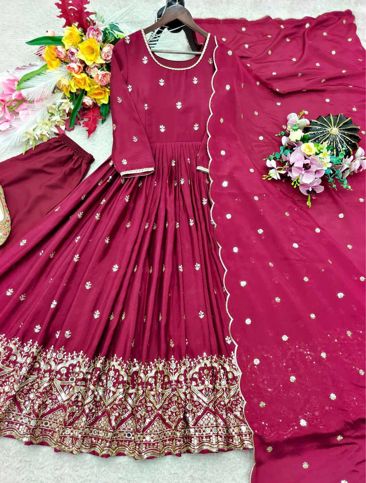 Chinon Silk Embroidery Gown