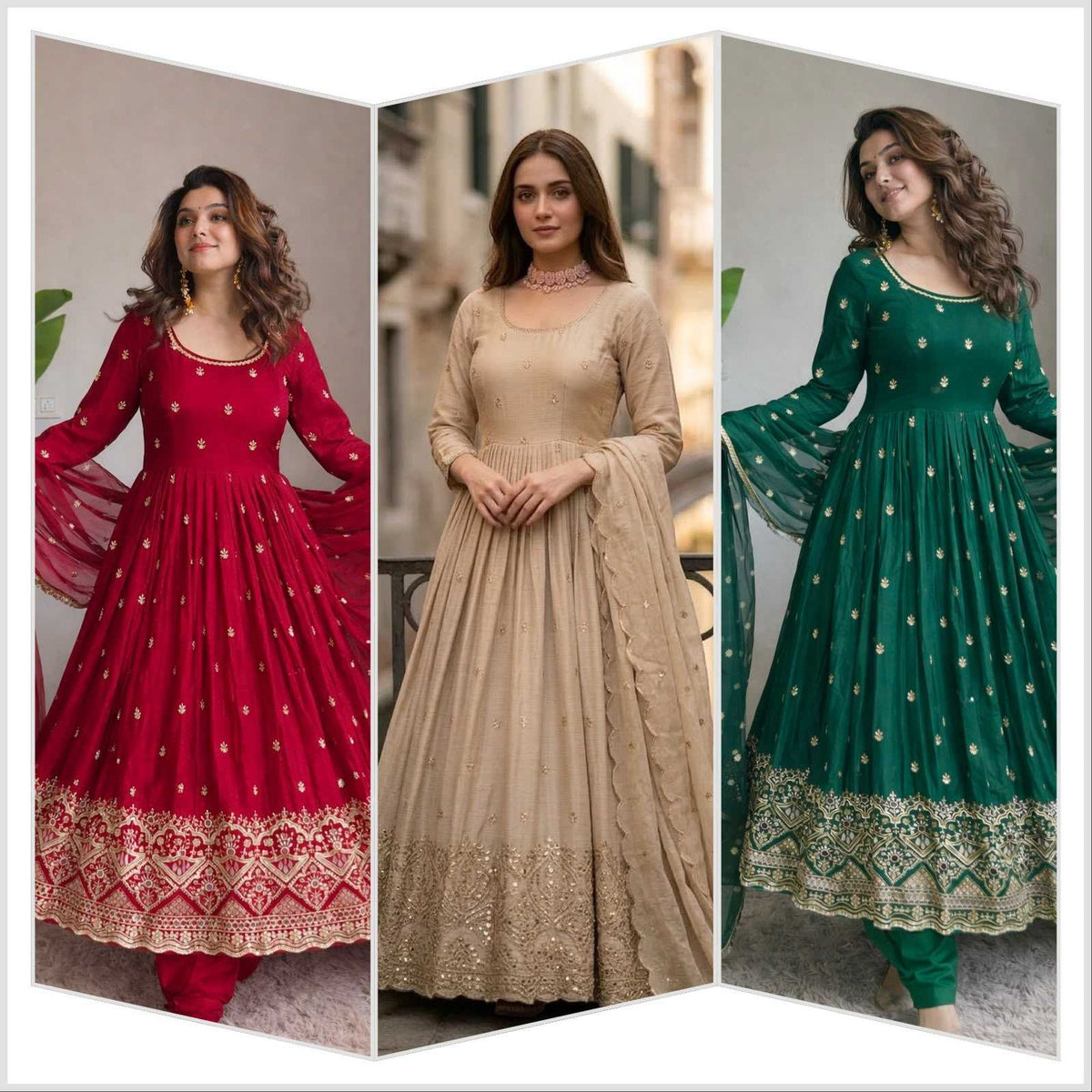 Chinon Silk Embroidery Gown