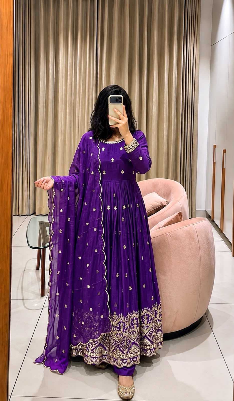 Chinon Silk Embroidery Gown